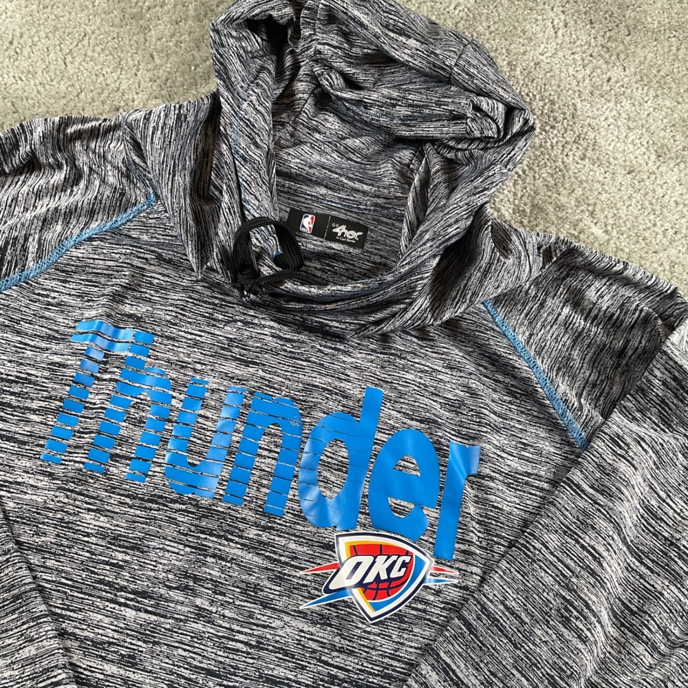 G-III 4Her NBA‎ Oklahoma City Thunder Hoodie Thumb Hole Heather Gray 2XL